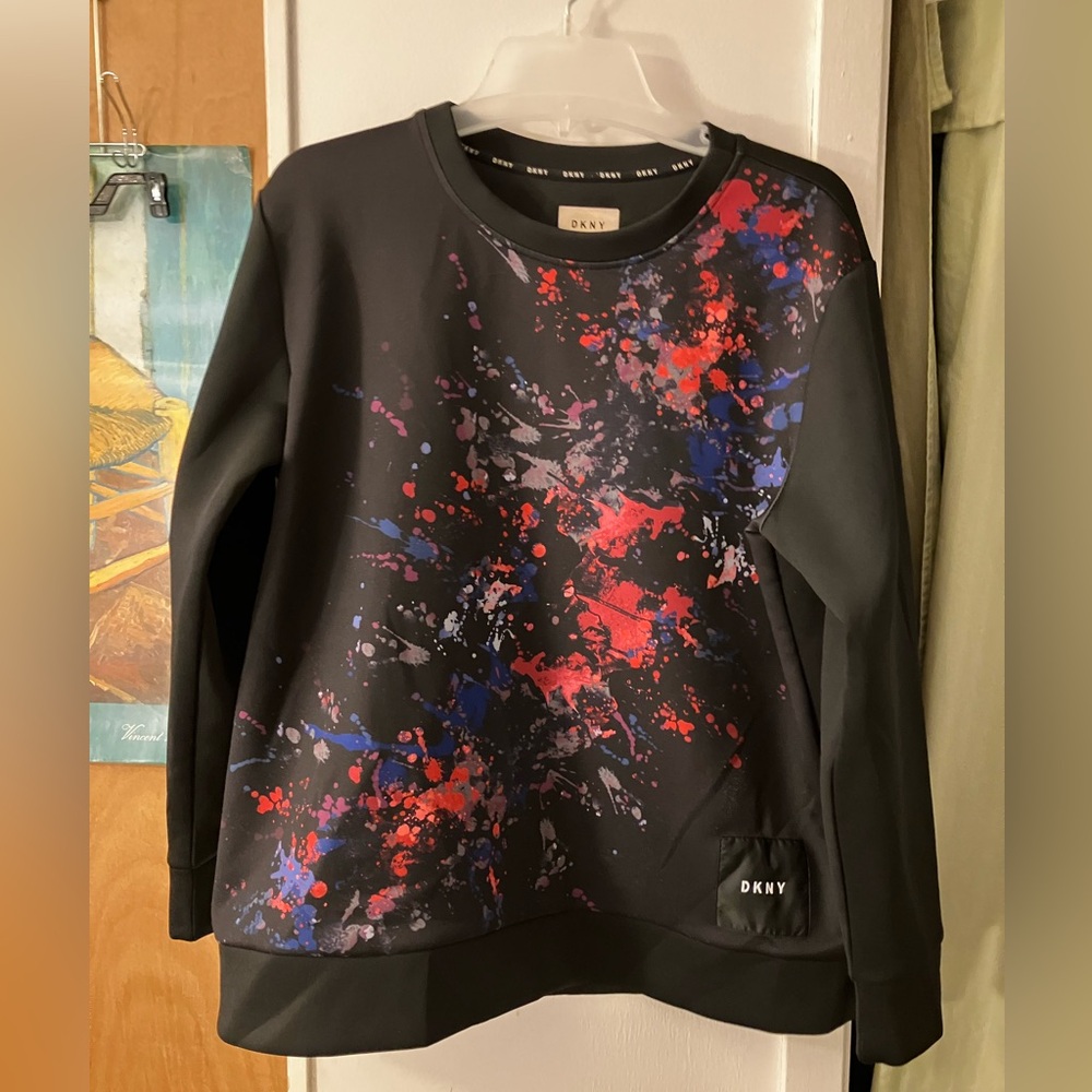 DKNY Scuba Pullover with Multicolor Paint-Splash Front